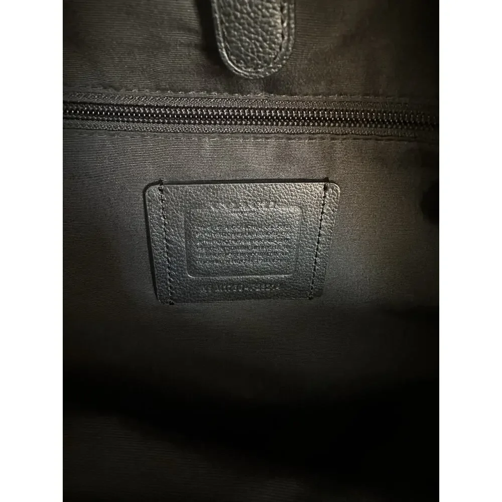 Coach Black Leather Backpack Blue Stripe Men’s Large Travel Laptop Bag